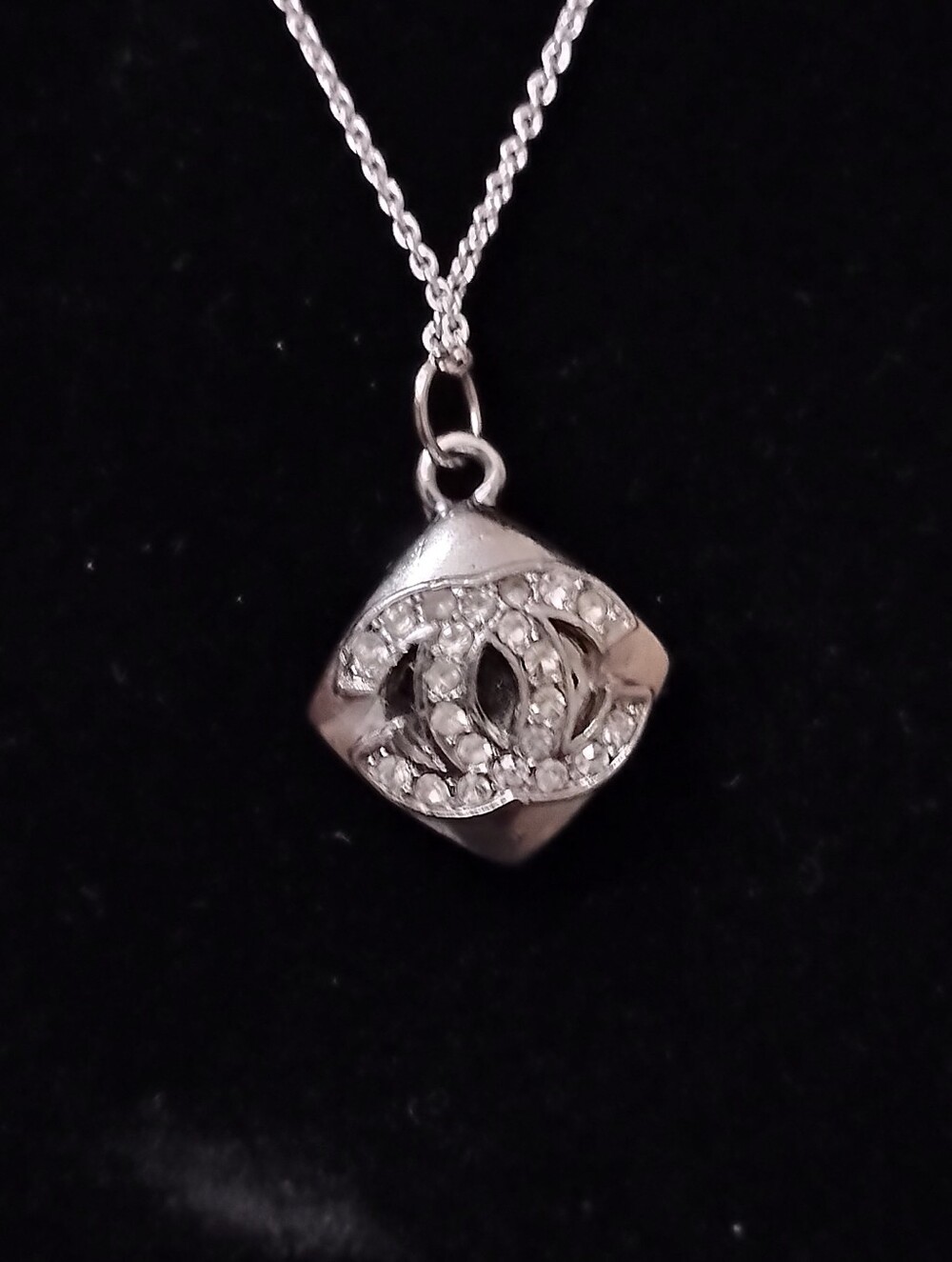 Cute Necklace with up-cycled zipper-pull on silver chain